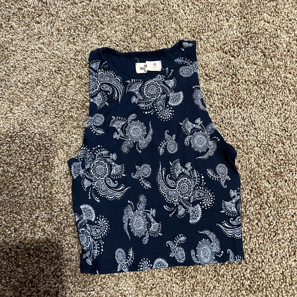 Hollister crop top, high neck, navy blue, size XS